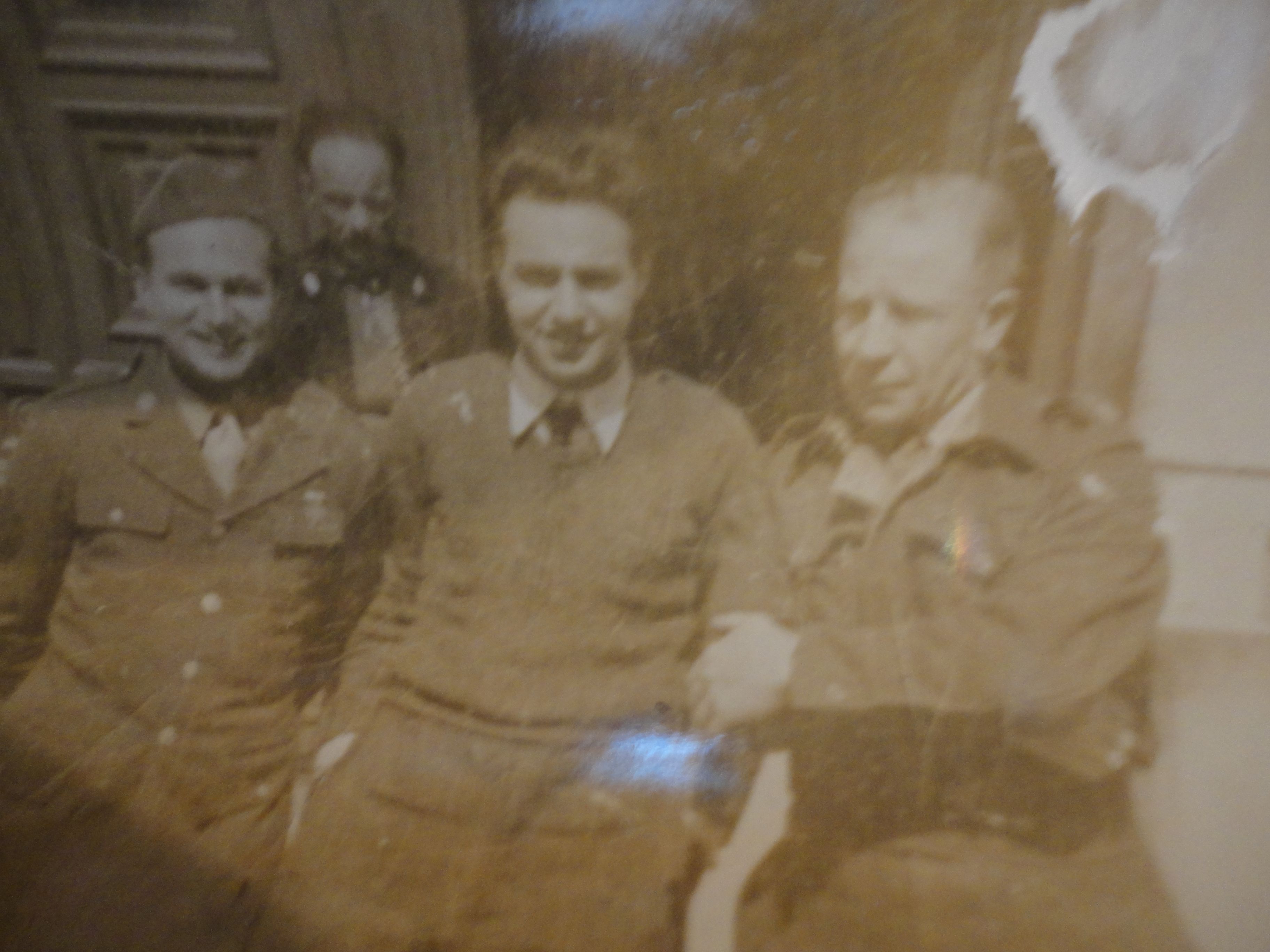 Hank (L) outside the Bank in Caserta, with Nino, the bank managers son, in the middle