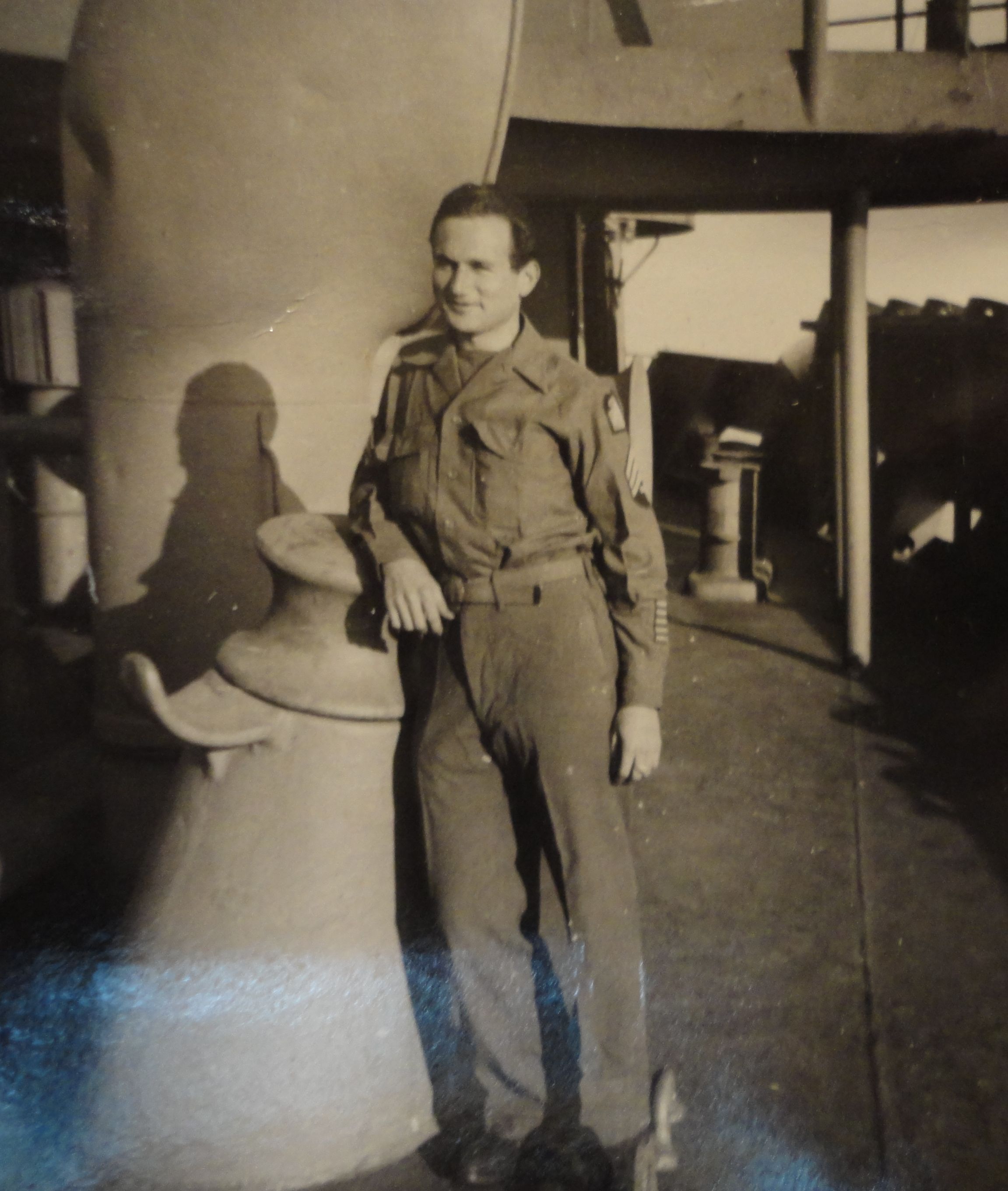 Hank aboard the USS Elizabeth C. Stanton (probably)