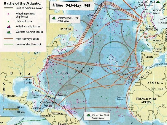 Main Atlantic Convoy Routes